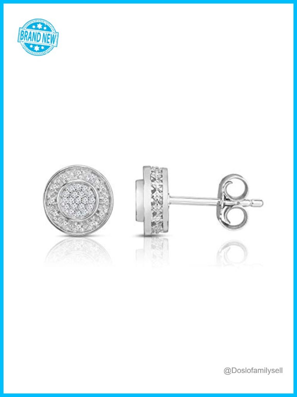 Fancy Shaped Diamond Stud Earrings 1/10 Cttw Rhodium Plated Sterling Silver